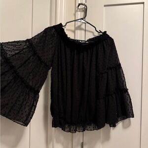 Off the shoulder bell sleeve top